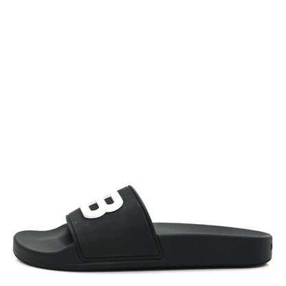 Balenciaga Rubber Womens BB Pool Slide Sandals 36 Black
