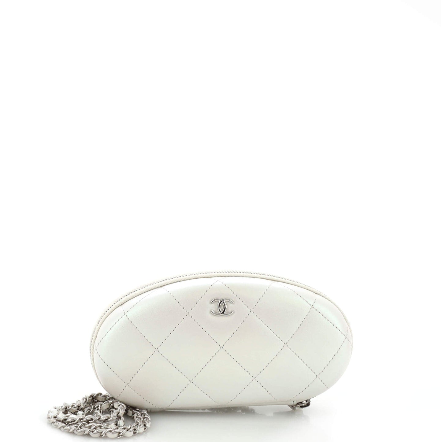 CHANEL Zip Around Sunglasses Case with Chain Iridescent Lambskin