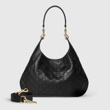 MEDIUM B SHOULDER BAG IN BLACK CALFSKIN GOLD HARDWARE Amelia