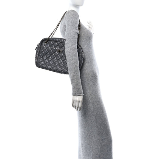 Amelia Aged Calfskin Quilted Large Reissue Camera Case Grey