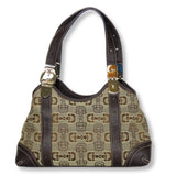 Gucci Horsebit Canvas Leather Handbag