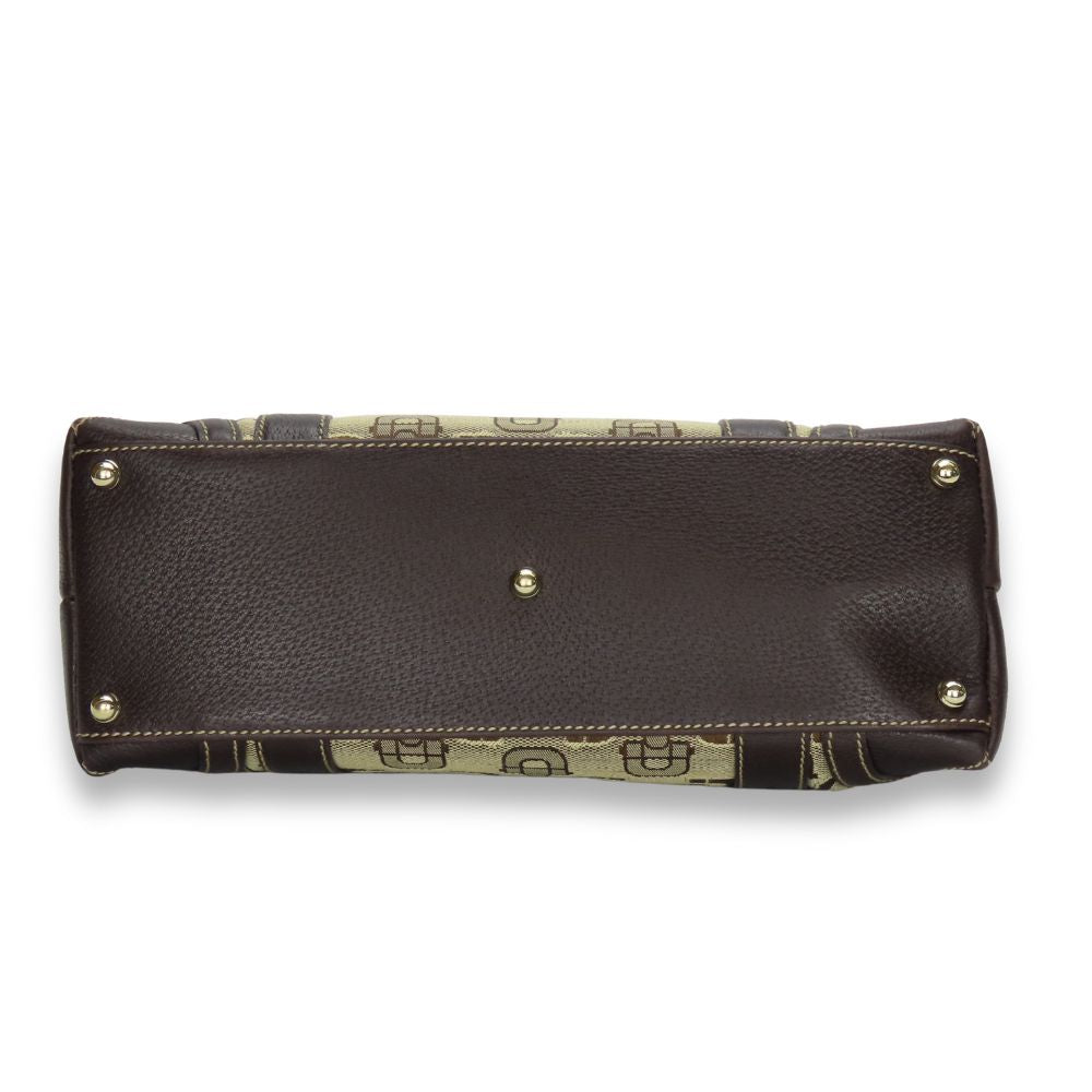 Gucci Horsebit Canvas Leather Handbag