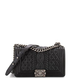 CHANEL Paris-Edinburgh Boy Flap Bag Celtic Knot Embossed Calfskin Old Medium