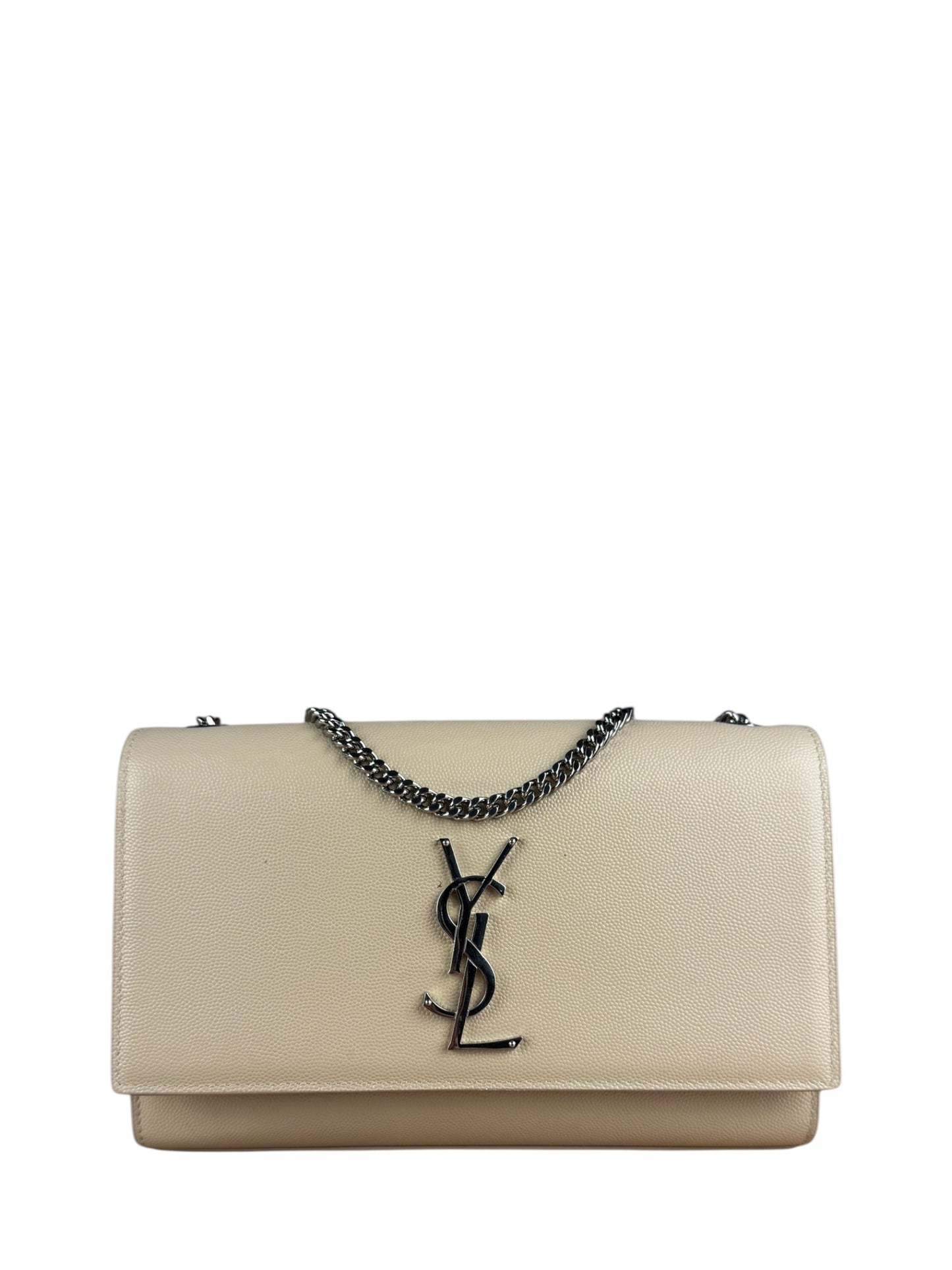 Saint Laurent Kate Grain De Poudre Chain Bag Beige
