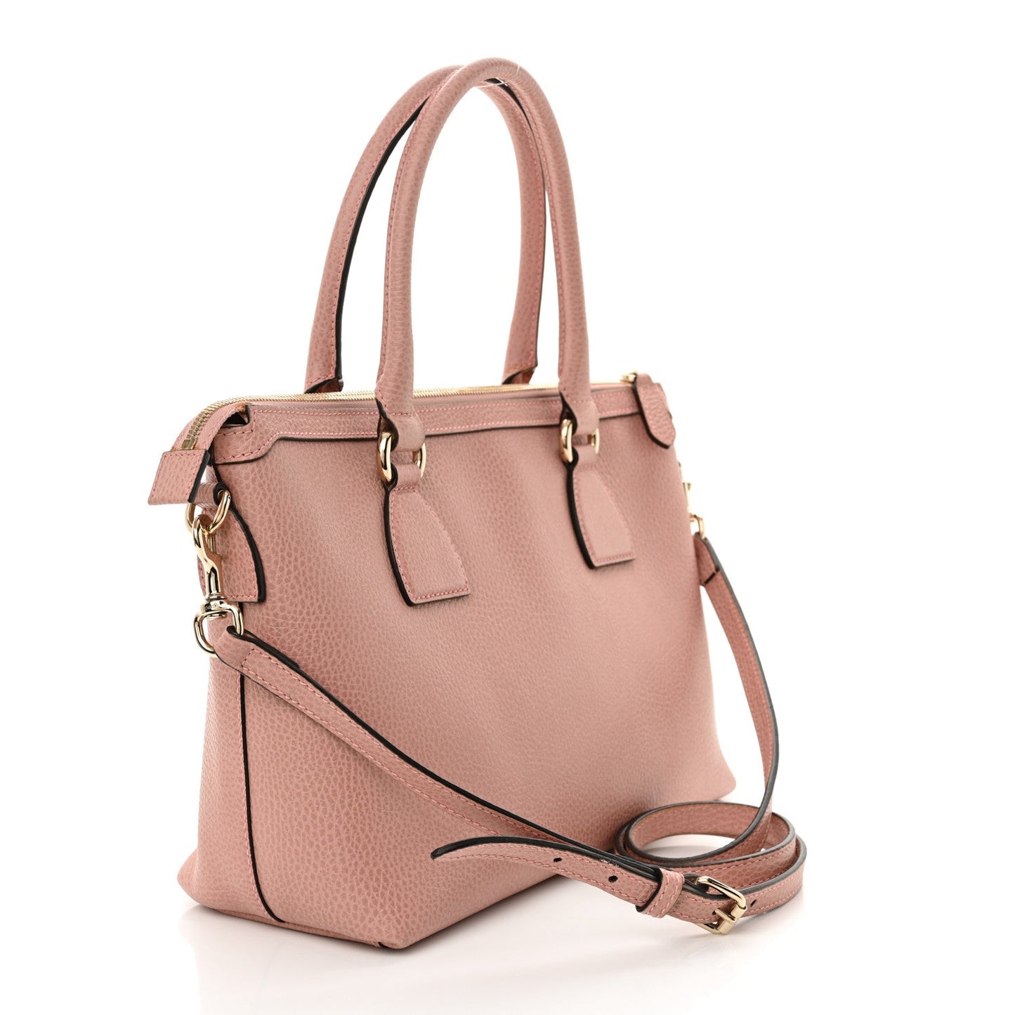 Amelia Dollar Calfskin GG Charm Satchel Soft Pink