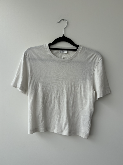 Yves Saint Laurent Beige Logo Cropped T-Shirt