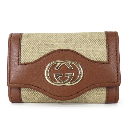 Gucci Interlocking GG Canvas Calfskin Key Holder