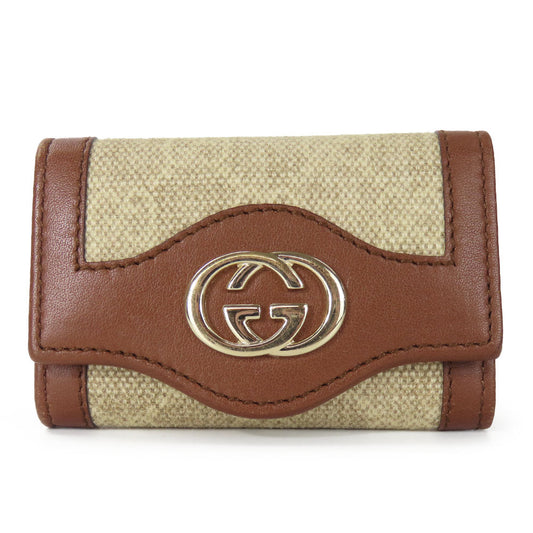 Gucci Interlocking GG Canvas Calfskin Key Holder