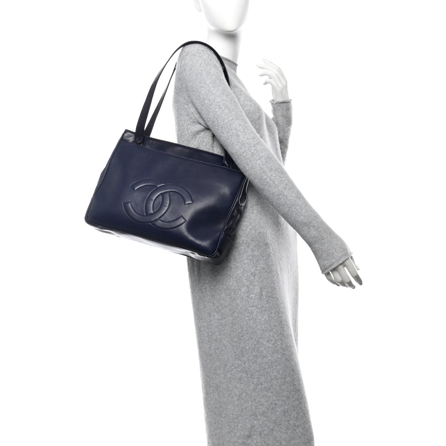 Amelia Lambskin CC Tote Navy