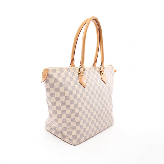 Louis Vuitton Saleya MM Damier Azur Handbag PVC Leather White