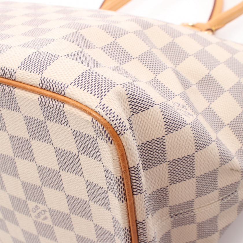 Louis Vuitton Saleya MM Damier Azur Handbag PVC Leather White
