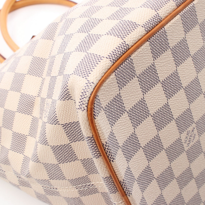 Louis Vuitton Saleya MM Damier Azur Handbag PVC Leather White