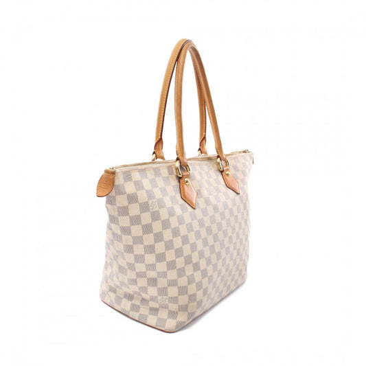 Louis Vuitton Saleya MM Damier Azur Tote Bag Leather White