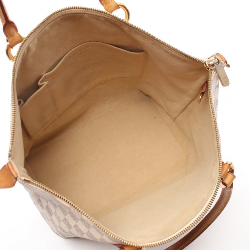 Louis Vuitton Saleya MM Damier Azur Tote Bag Leather White