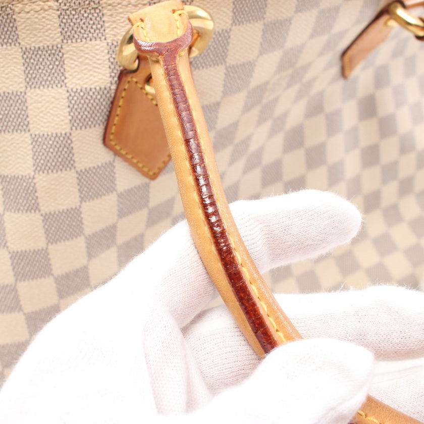 Louis Vuitton Saleya MM Damier Azur Tote Bag Leather White