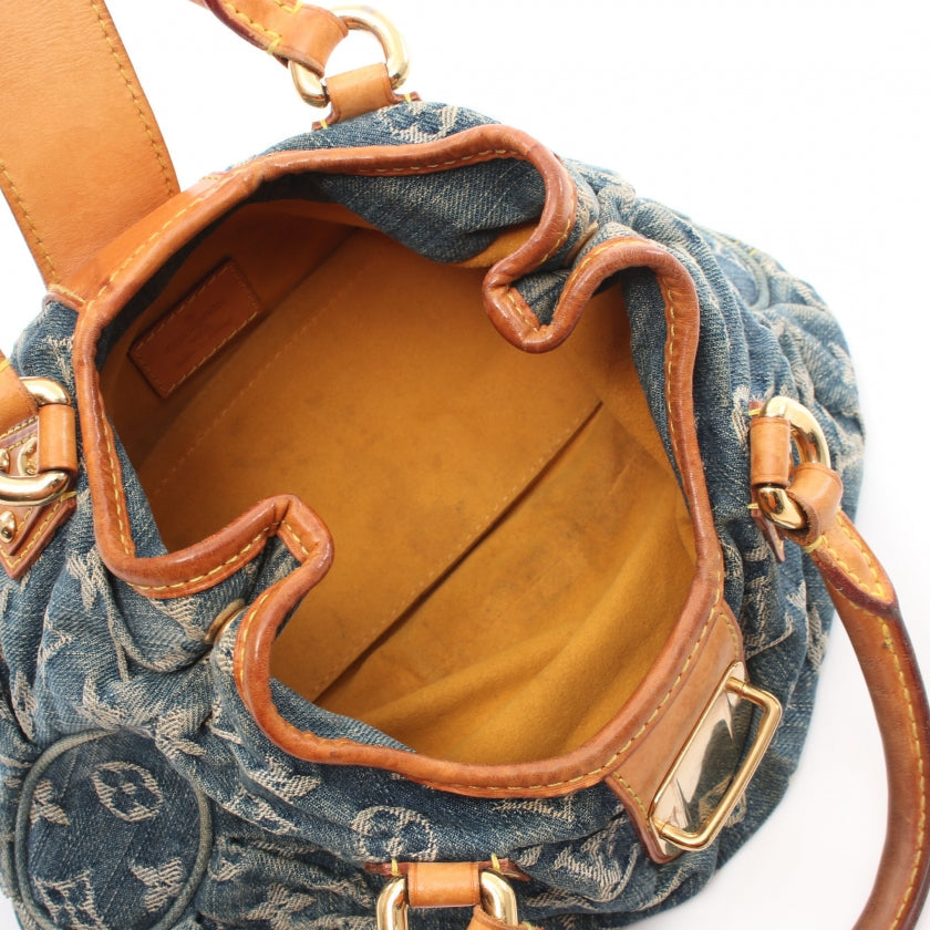 Louis Vuitton Pretty Monogram Denim Handbag Leather Blue