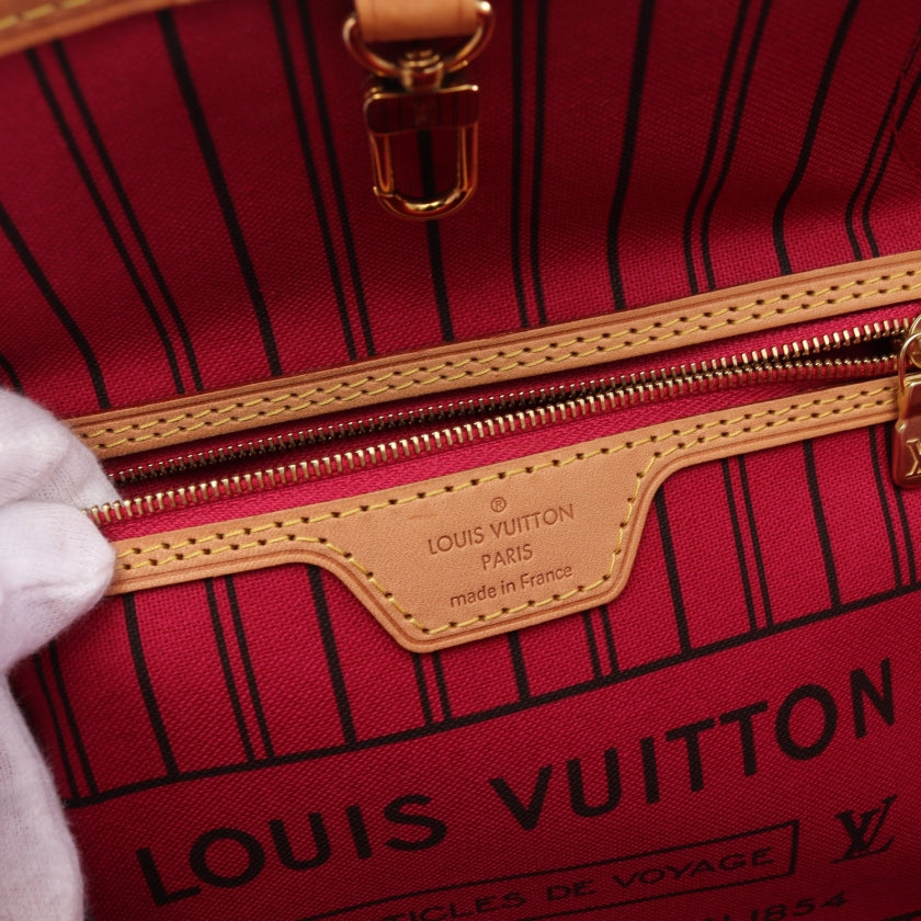 Louis Vuitton Neverfull PM Monogram Pivoine Tote Bag Leather Brown