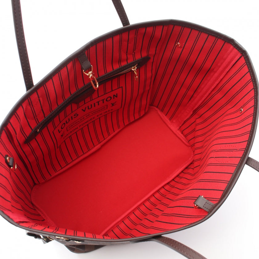 Louis Vuitton Neverfull MM Damier Ebene Tote Bag Leather