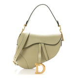 Christian Dior Grained Calfskin Saddle Bag With Strap Desert Sage