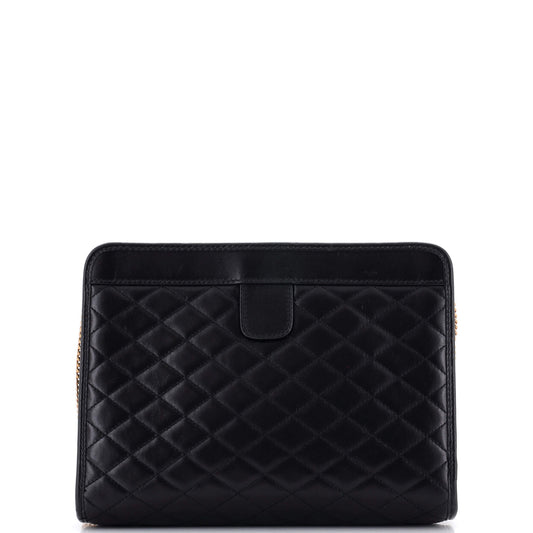 Victoire Chain Clutch Quilted Leather