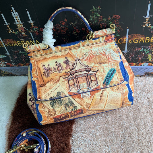DG Medium Sicily Handbag Unique Print Motifs Muticolour For Women 10.2in/26AmeliaDG