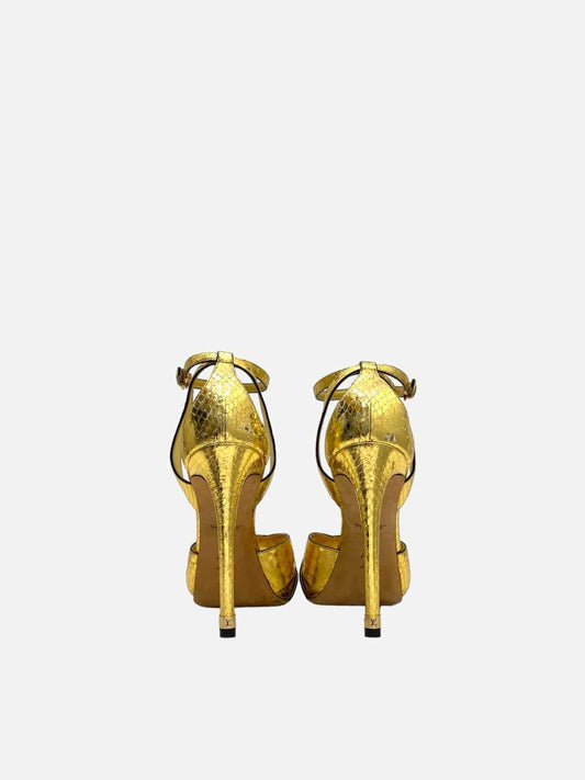 LOUIS VUITTON Metallic Gold Size EU 39 Heeled Sandals