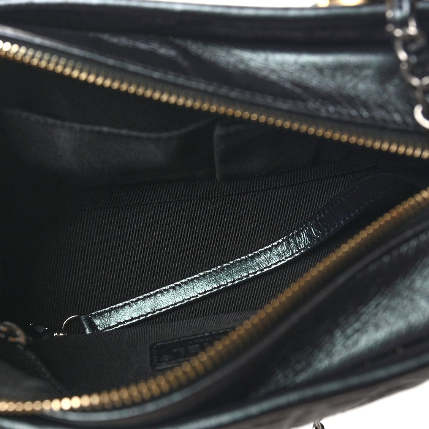 Amelia Iridescent Aged Calfskin Quilted Small Gabrielle Hobo Black