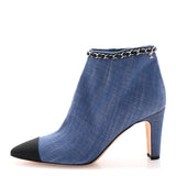 Amelia Denim Grosgrain Cap Toe Short Boots 37 Blue