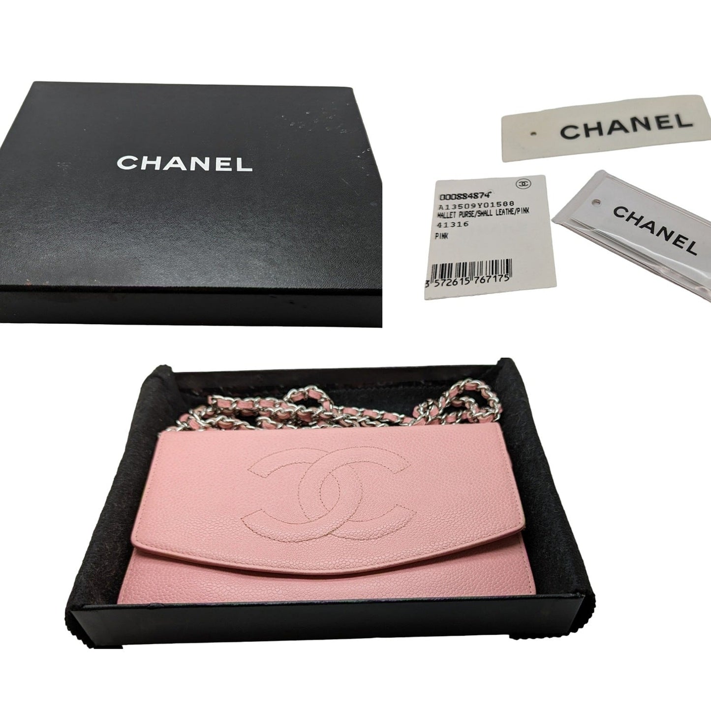 Chanel   Pink Caviar Timeless Wallet On Chain WOC