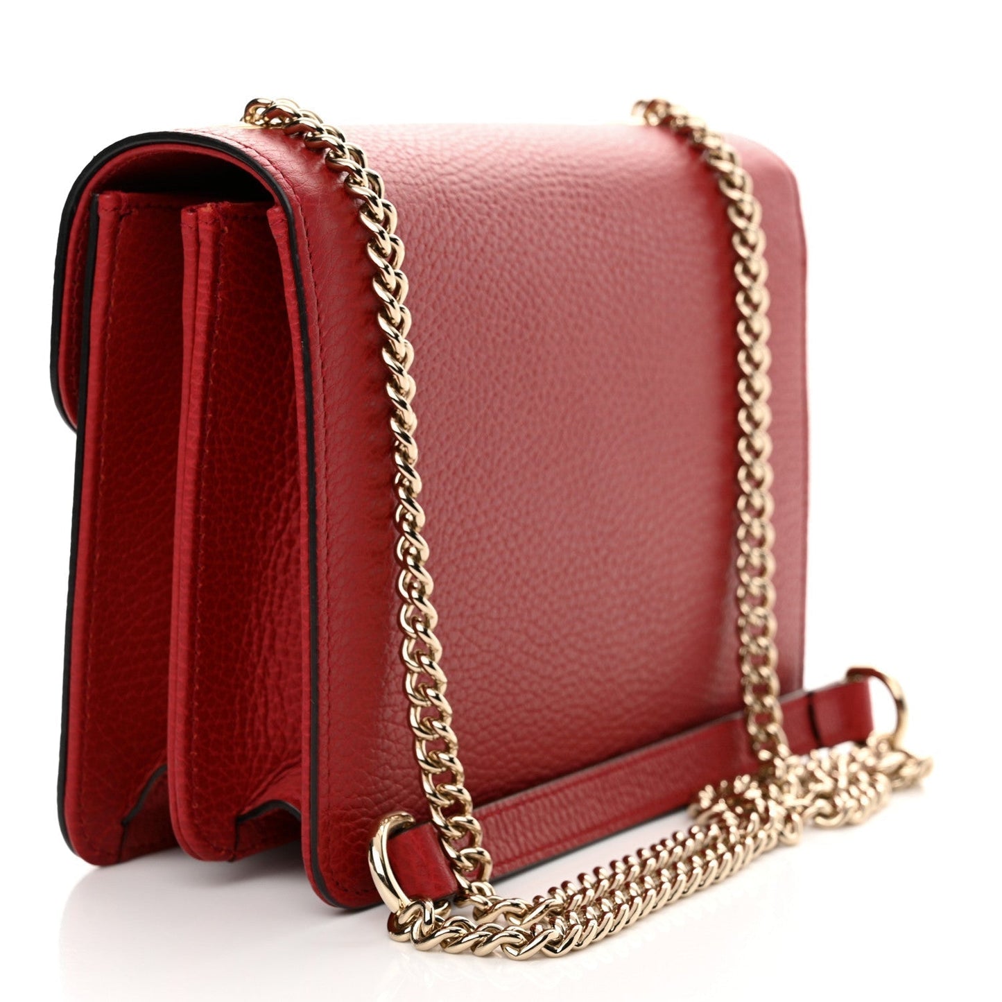 Amelia Dollar Calfskin Small Interlocking G Shoulder Bag Red