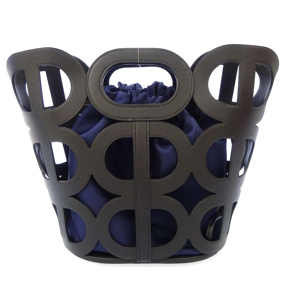 HERMES Chaine d'Ancre Black/blue Madame Calf Leather ?Silk