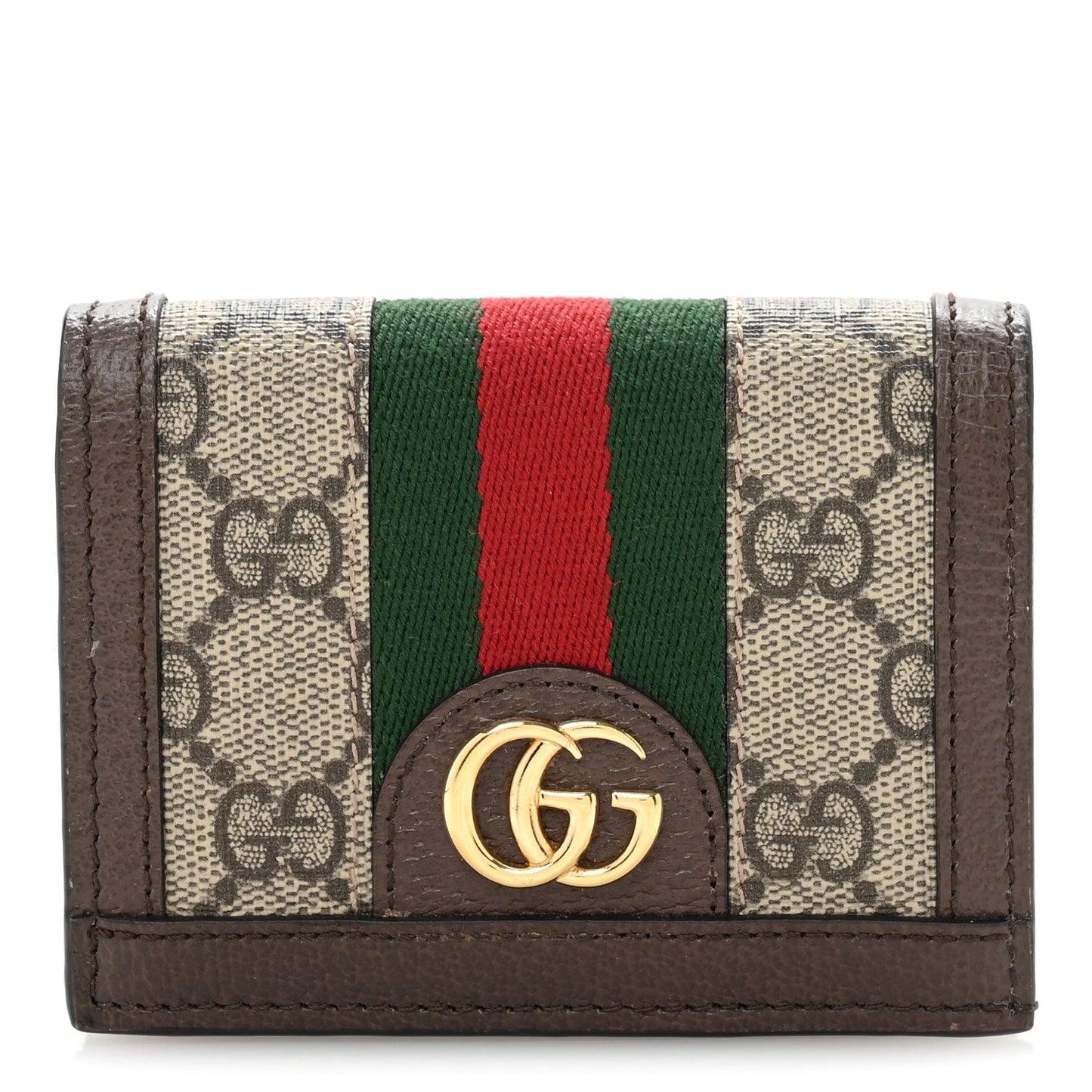 Amelia GG Supreme Monogram Web Ophidia Card Case Beige New Acero