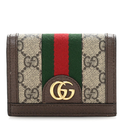 Amelia GG Supreme Monogram Web Ophidia Card Case Beige New Acero