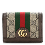 Amelia GG Supreme Monogram Web Ophidia Card Case Beige New Acero