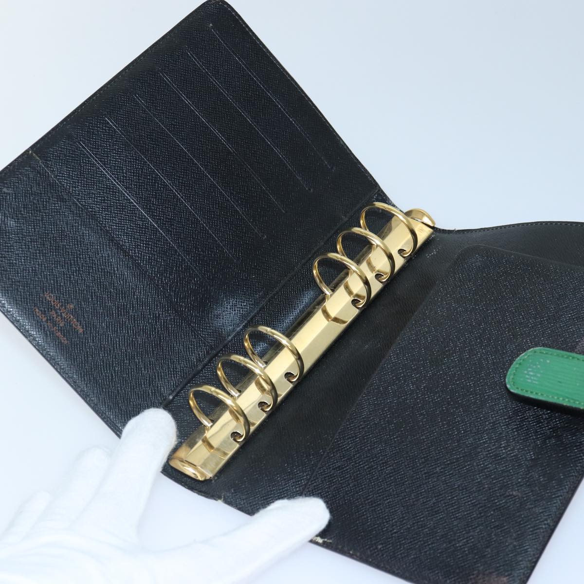 LOUIS VUITTON Epi Agenda MM Day Planner Cover Green R20044 LV Auth 87369