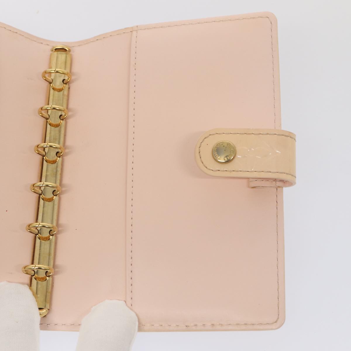 LOUIS VUITTON Vernis Agenda PM Day Planner Cover Pink R21007 LV Auth 87372