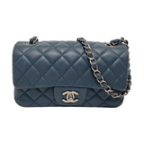 Chanel Classic Flap Rectangular Mini Navy Caviar Leather Silver Hardware