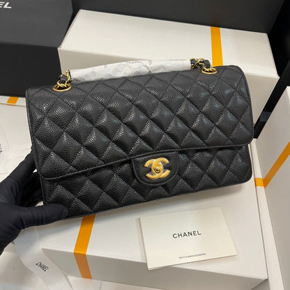 Chanel Bags | Classic Flap Chain Quilted Medium Double Gold Caviar Black