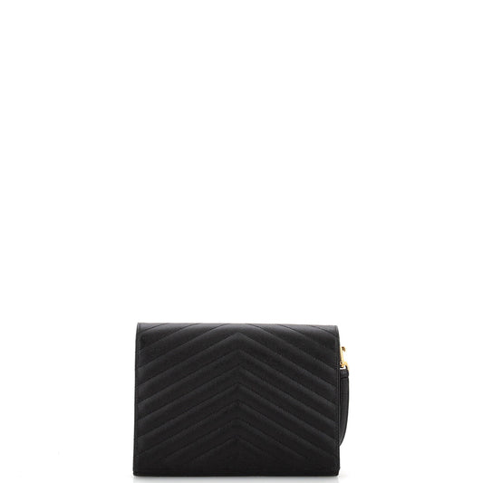 Classic Monogram Envelope Wristlet Clutch Matelasse Chevron Leather
