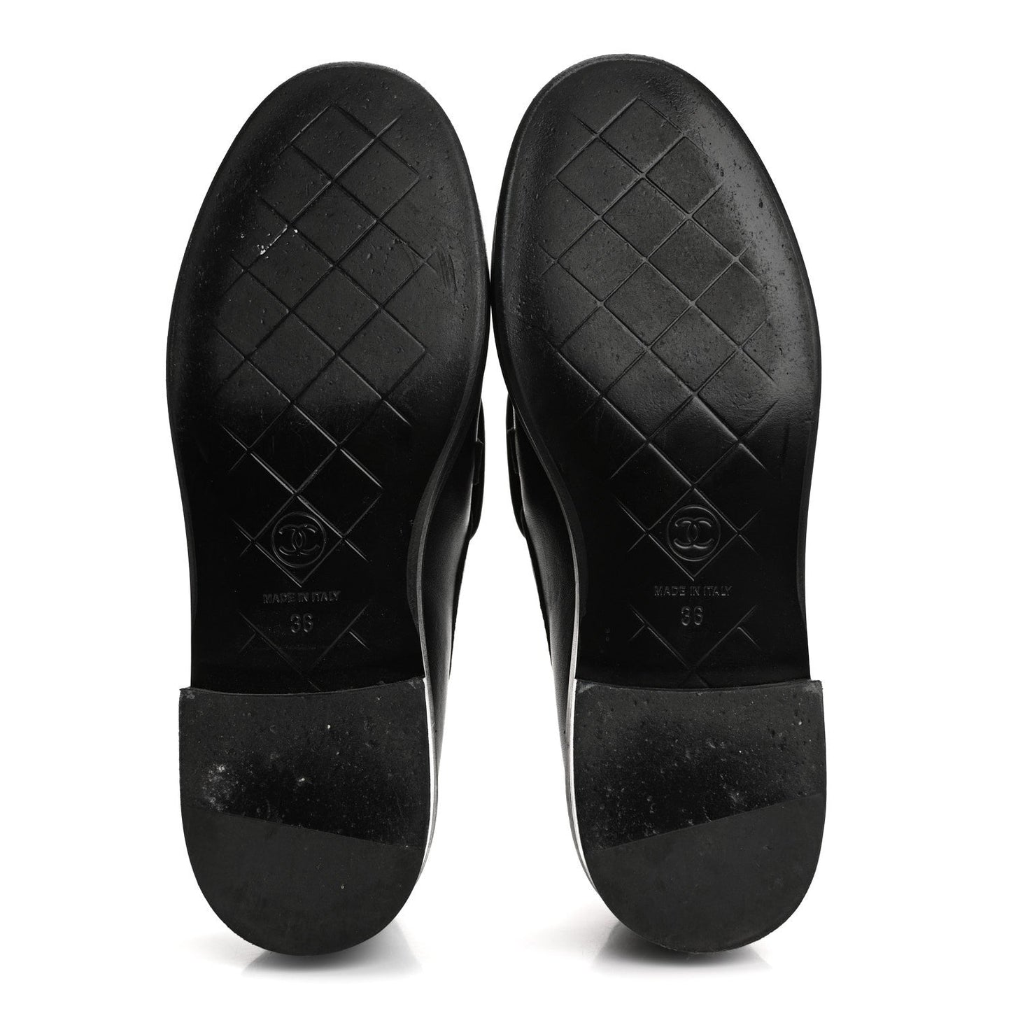 Amelia Lambskin Quilted CC TurnLock Loafers 36 Black