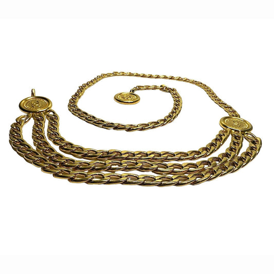 Chanel Gold Plated Cambon 31 Rue Coin Chain 3-Row Belt