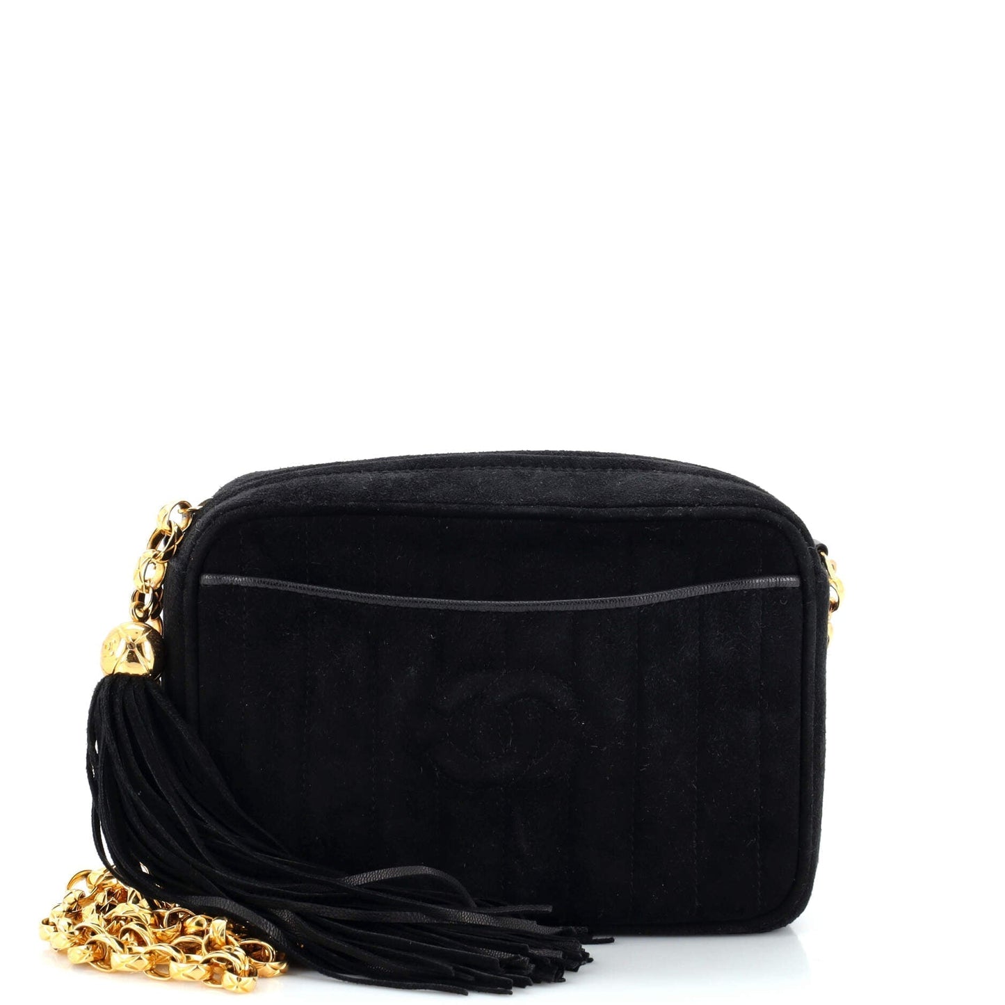 CHANEL   Front Pocket Camera Bag Vertical Quilted Suede Small