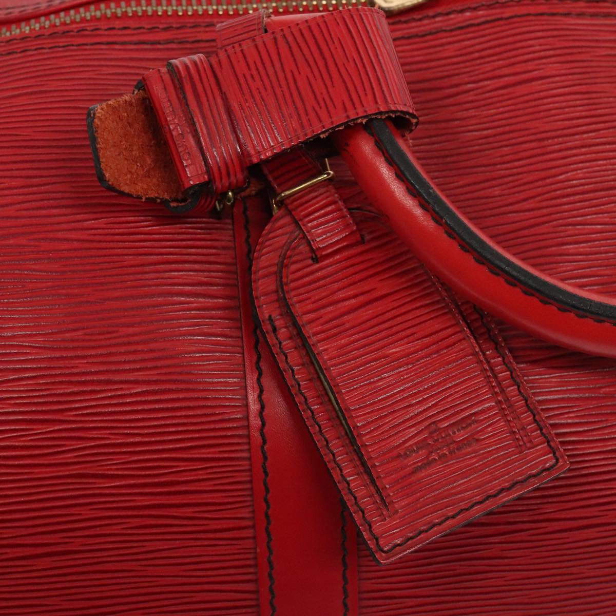 LOUIS VUITTON Epi Keepall 60 Boston Bag Red M42947 LV Auth 88369