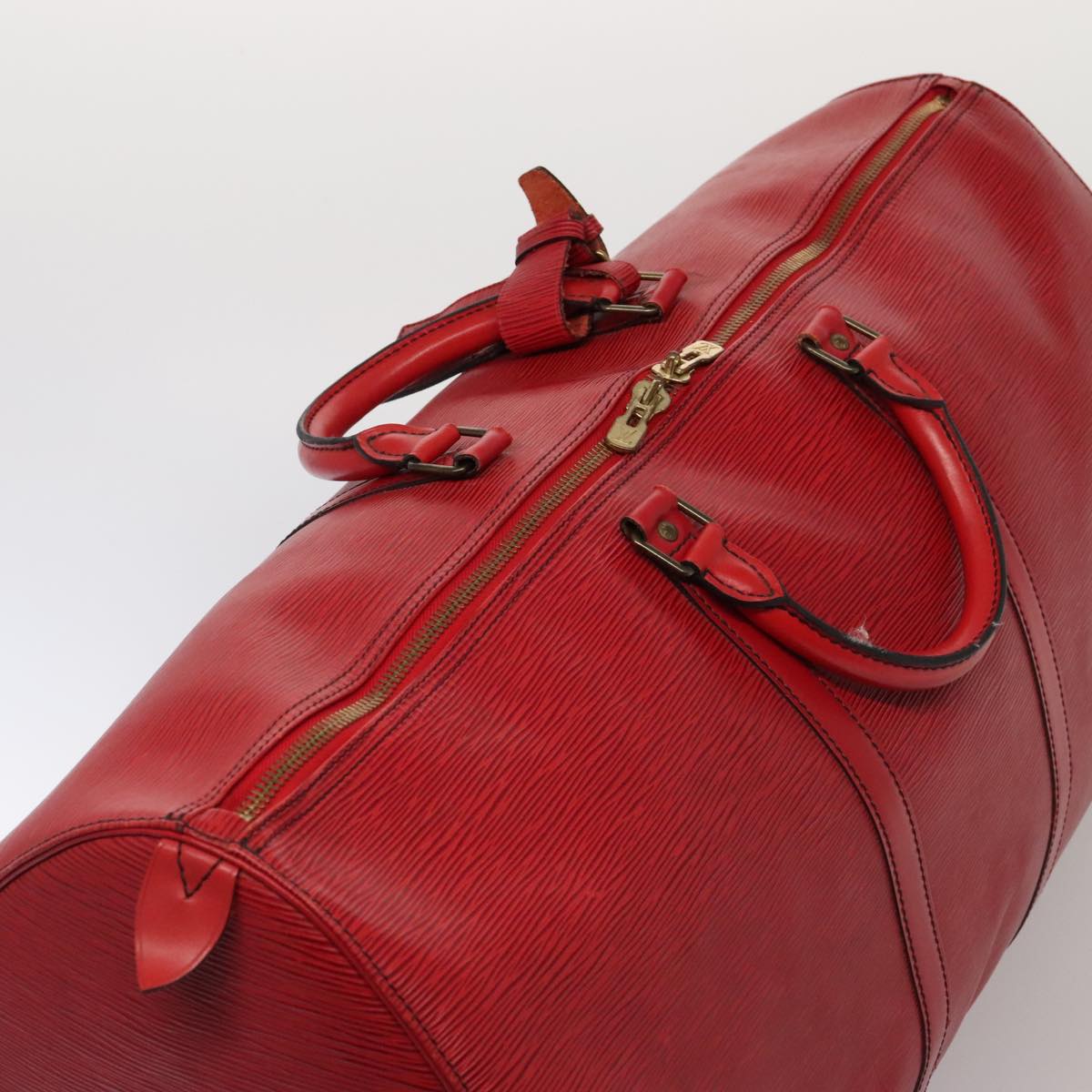 LOUIS VUITTON Epi Keepall 60 Boston Bag Red M42947 LV Auth 88369