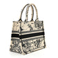 Christian Dior Canvas Embroidered Small Zodiac Toile De Jouy Book Tote Latte