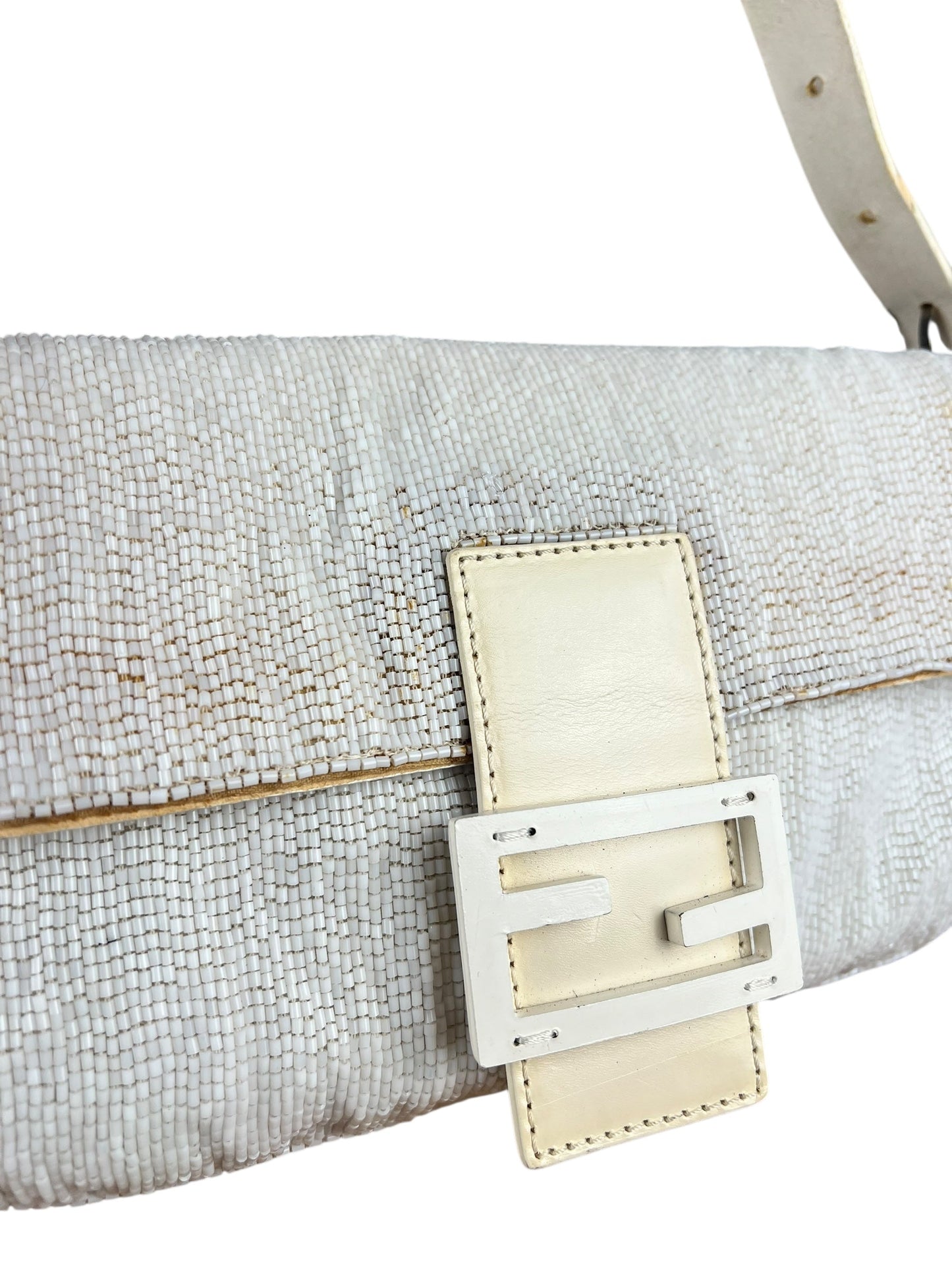 Fendi   Beaded Baguette White