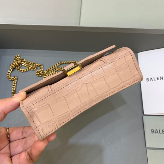 BLN-Ciaga Hourglass Mini Handbag With Chain In Beige, For Women,  Bags 4.7in/12cm