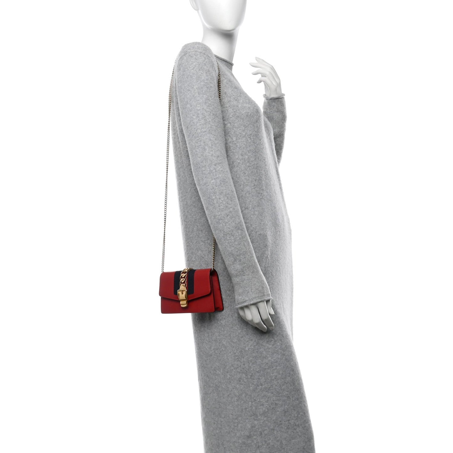 Amelia Calfskin Super Mini Sylvie Chain Shoulder Bag Hibiscus Red