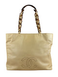 Chanel CC Beige Leather Plastic Chain Tote 1998
