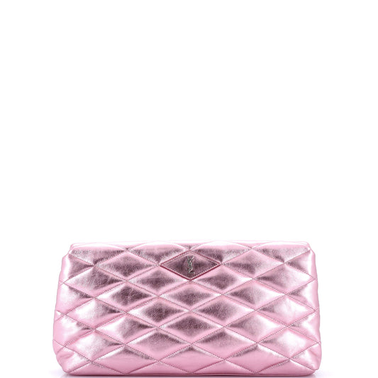 Sade Puffer Envelope Clutch Quilted Leather Large